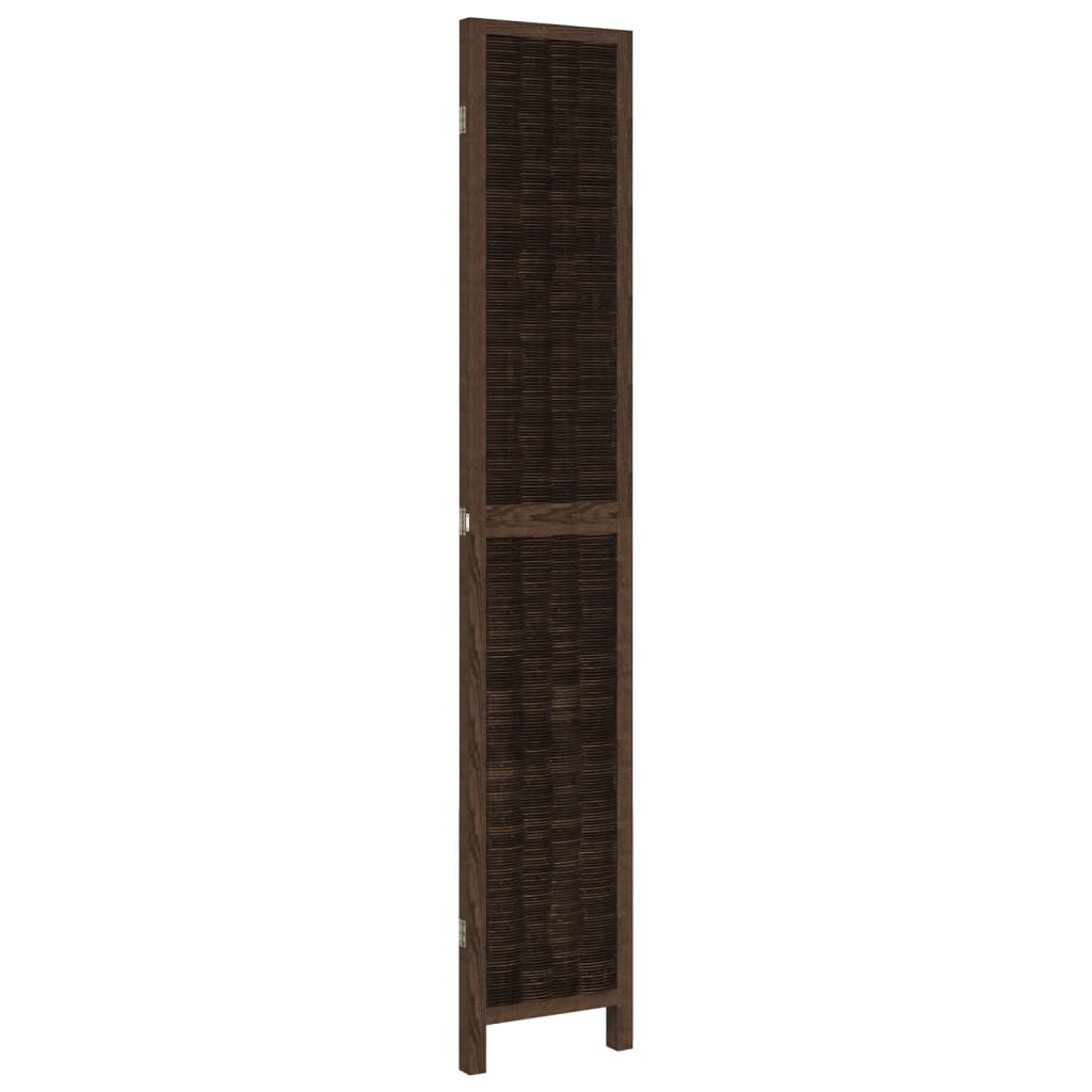 Solid Wood Dark Brown 3-Panel Room Divider - Paulownia Elegance