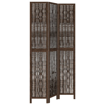 Dark Brown Solid Wood Paulownia 3-Panel Room Divider