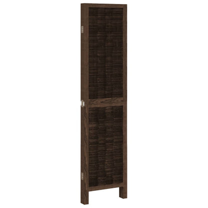 4-Panel Dark Brown Room Divider in Solid Paulownia Wood