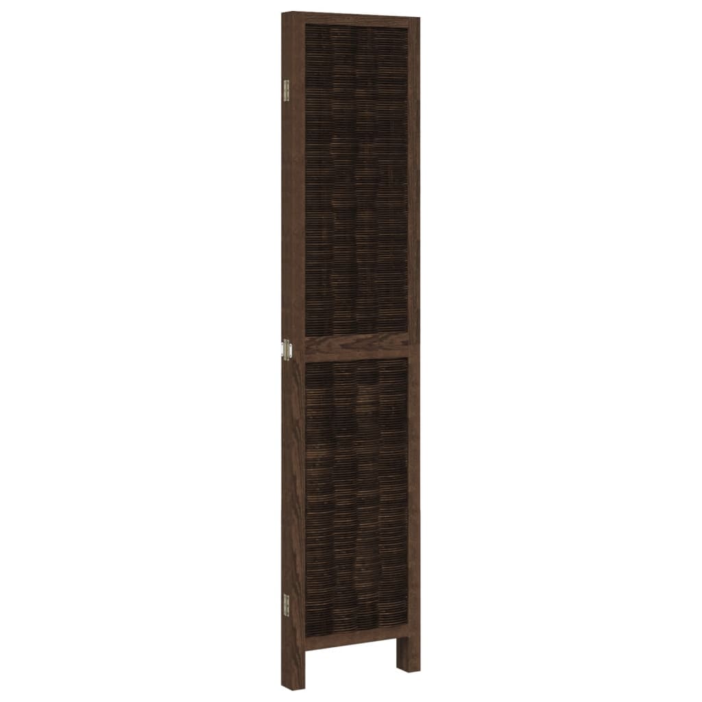 4-Panel Room Divider, Dark Brown Solid Wood Paulownia