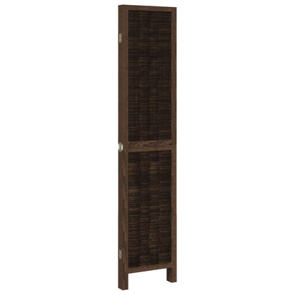 4-Panel Room Divider, Dark Brown Solid Wood Paulownia