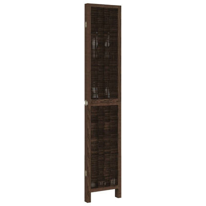 4-Panel Room Divider Solid Wood Paulownia, Dark Brown Finish
