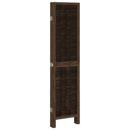 5-Panel Room Divider, Solid Wood Paulownia, Dark Brown Finish