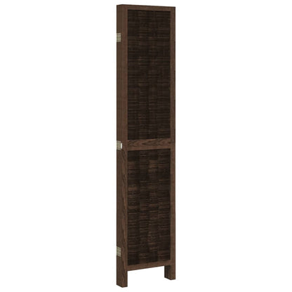 5-Panel Room Divider in Dark Brown Solid Wood Paulownia