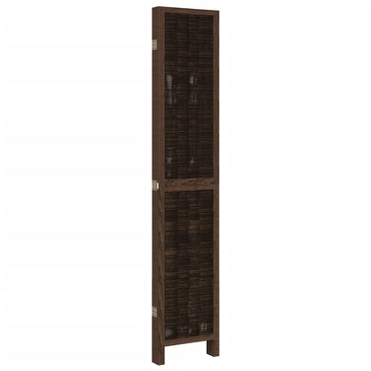 5-Panel Room Divider, Solid Paulownia Wood, Dark Brown Finish
