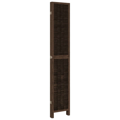 5-Panel Dark Brown Room Divider, Solid Paulownia Wood