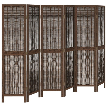 Dark Brown 6-Panel Room Divider in Solid Wood Paulownia