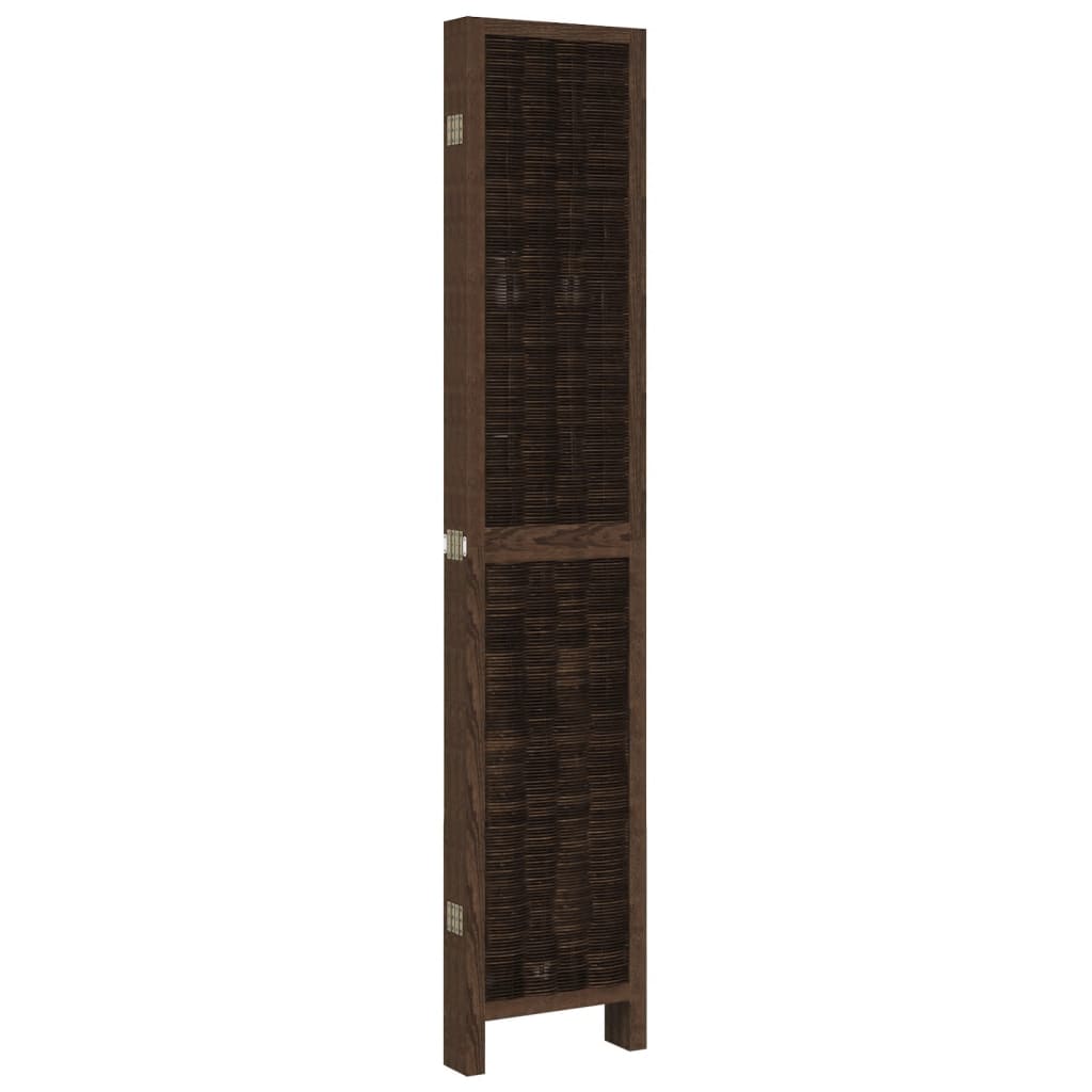 6-Panel Dark Brown Solid Wood Room Divider - Paulownia