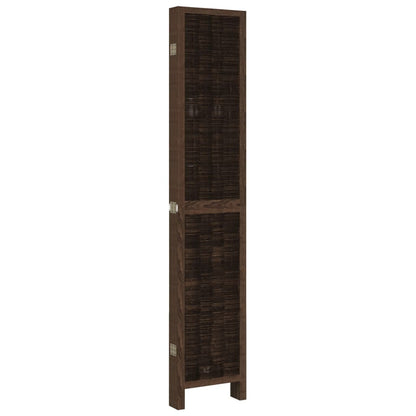 6-Panel Dark Brown Solid Wood Room Divider - Paulownia