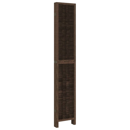 6-Panel Solid Paulownia Wood Room Divider - Dark Brown Finish