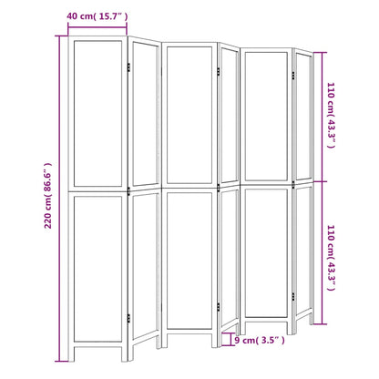 6-Panel Solid Paulownia Wood Room Divider - Dark Brown Finish
