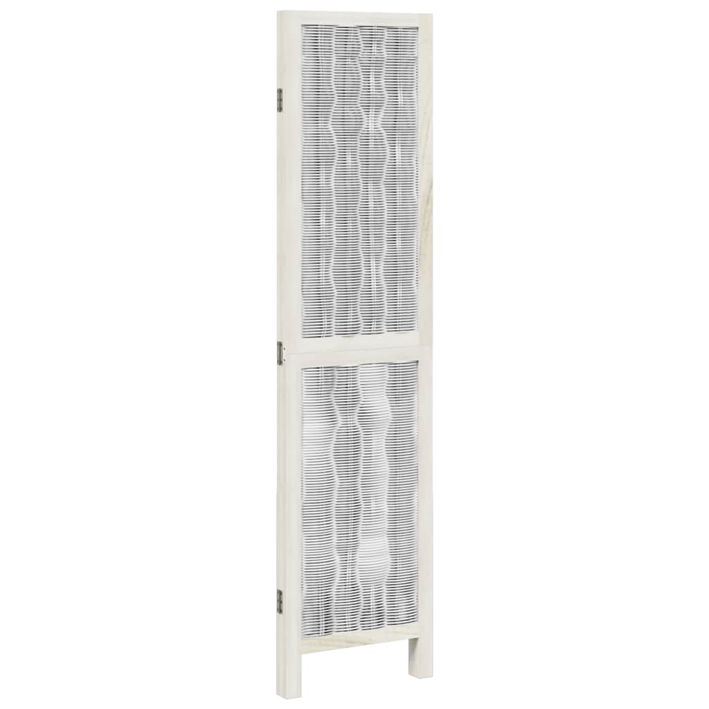 White Solid Wood 3-Panel Room Divider - Elegant Paulownia Design