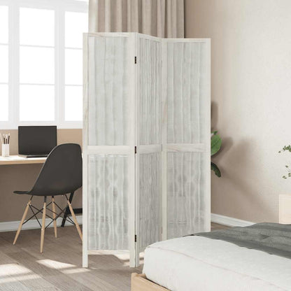 White Solid Wood 3-Panel Room Divider - Paulownia Elegance