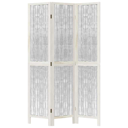 White Solid Wood 3-Panel Room Divider - Paulownia Elegance