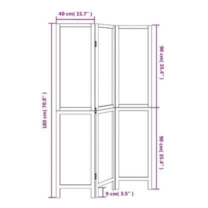 White Solid Wood 3-Panel Room Divider - Paulownia Elegance