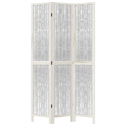 White Solid Wood 3-Panel Room Divider - Paulownia Design