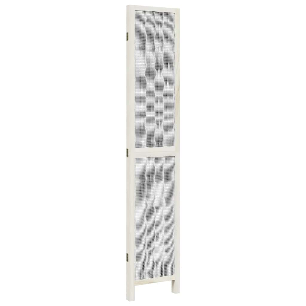 White Solid Wood 3-Panel Room Divider - Paulownia Design