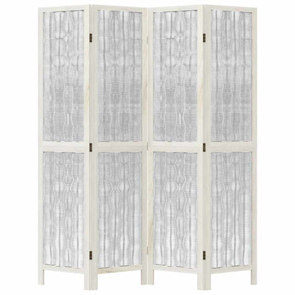 4-Panel Room Divider in White Solid Paulownia Wood