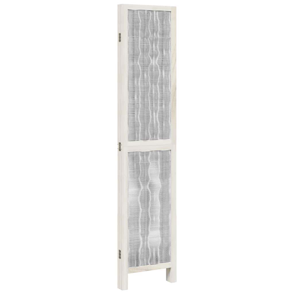 4-Panel Room Divider in White Solid Paulownia Wood