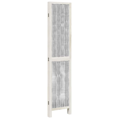 4-Panel Room Divider in White Solid Paulownia Wood