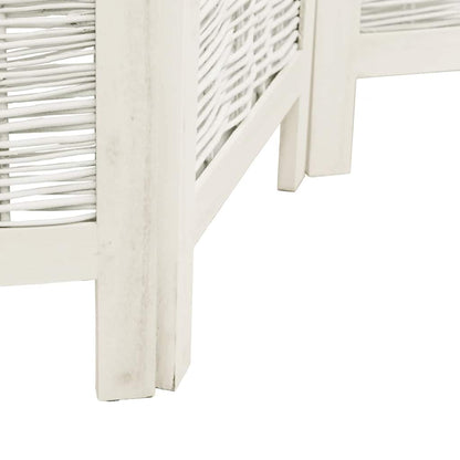 4-Panel Room Divider in White Solid Paulownia Wood