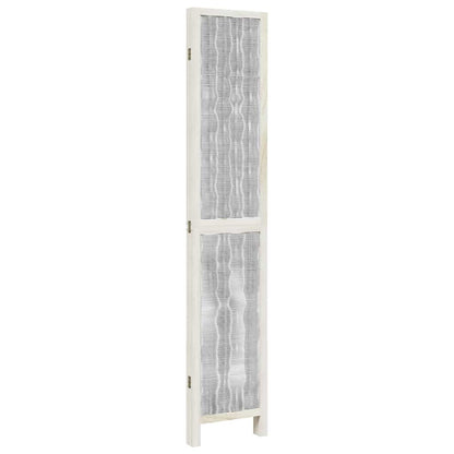 Room Divider 4 Panels White Solid Wood Paulownia