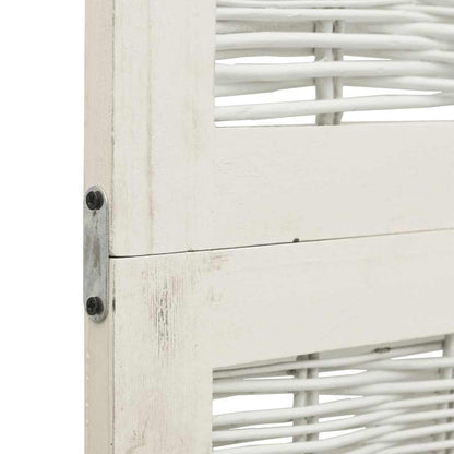 Room Divider 4 Panels White Solid Wood Paulownia