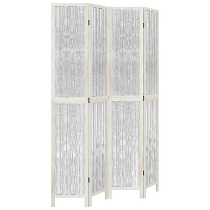 White Solid Wood 4-Panel Room Divider - Paulownia