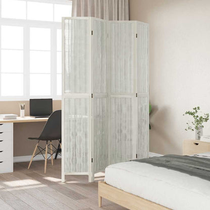 White Solid Wood 4-Panel Room Divider - Paulownia