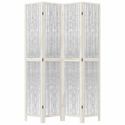 White Solid Wood 4-Panel Room Divider - Paulownia
