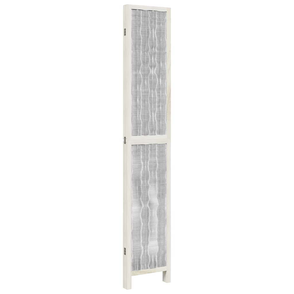 White Solid Wood 4-Panel Room Divider - Paulownia