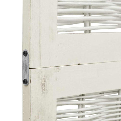 White Solid Wood 4-Panel Room Divider - Paulownia