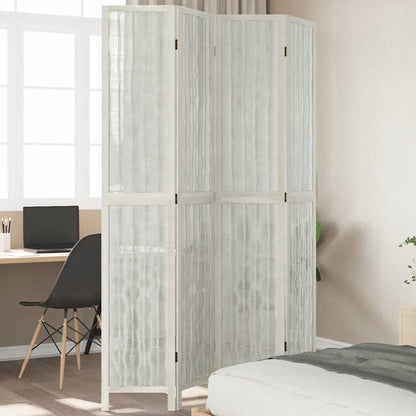 White Solid Wood 4-Panel Room Divider - Paulownia