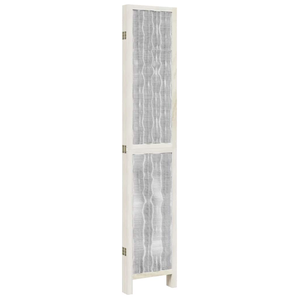 White Solid Wood 5-Panel Room Divider - Paulownia Privacy Screen
