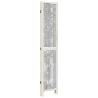 White Solid Wood 5-Panel Room Divider - Paulownia Privacy Screen