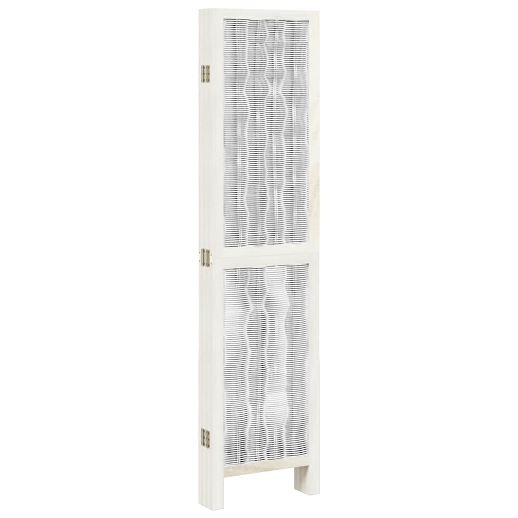 White Solid Wood 6-Panel Room Divider - Elegant Paulownia Design