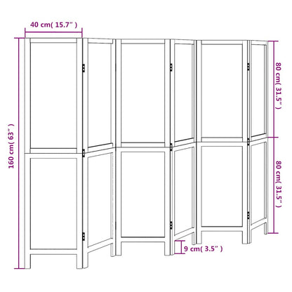 White Solid Wood 6-Panel Room Divider - Elegant Paulownia Design