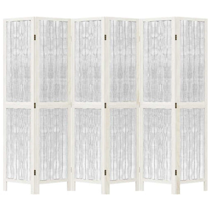 Room Divider 6 Panels White Solid Wood Paulownia
