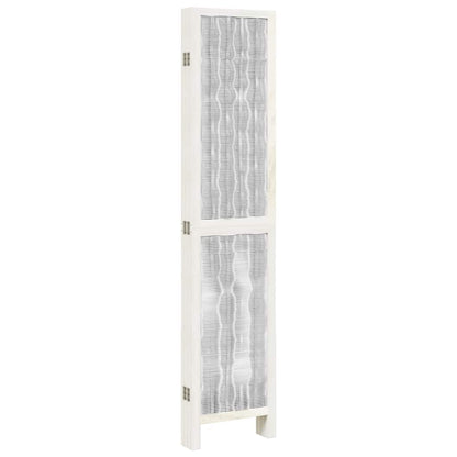 Room Divider 6 Panels White Solid Wood Paulownia