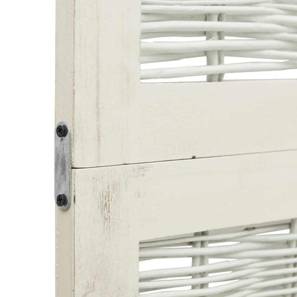 Room Divider 6 Panels White Solid Wood Paulownia