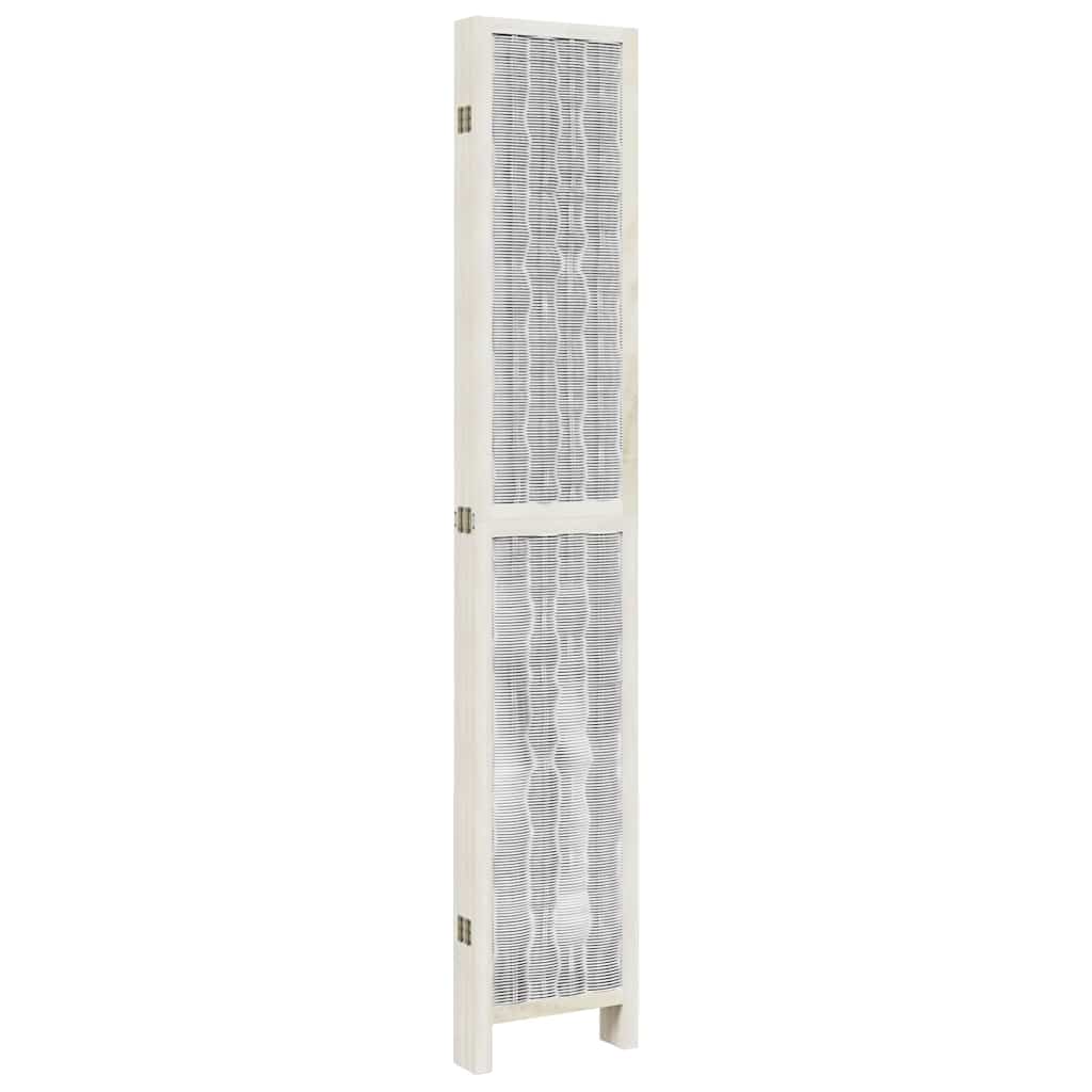 White Solid Wood Room Divider, 6 Panels, Paulownia