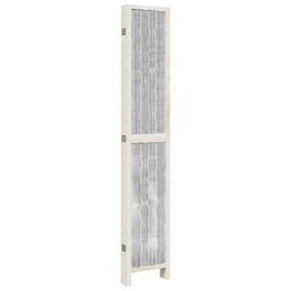 White Solid Wood Room Divider, 6 Panels, Paulownia