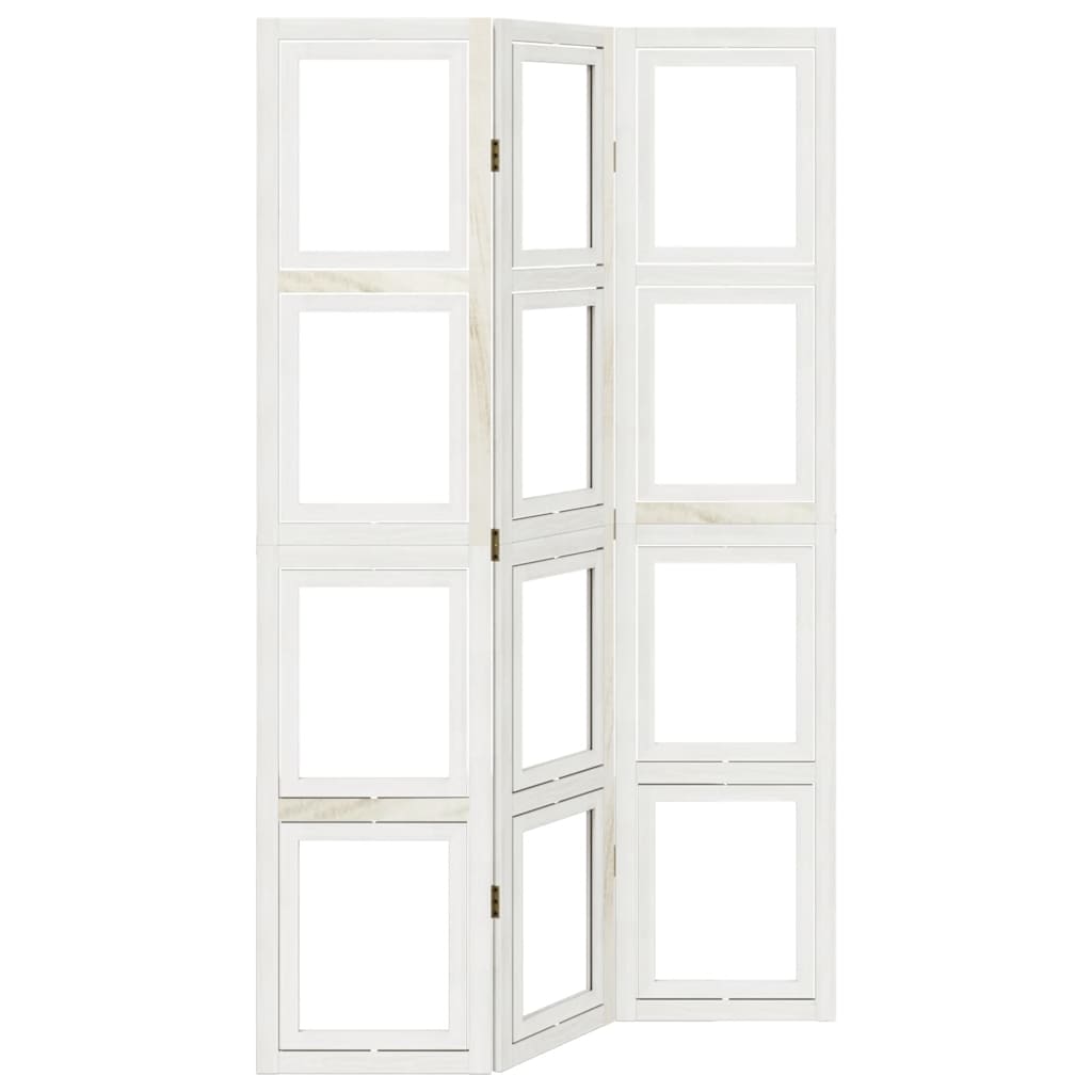 Elegant White Solid Wood Paulownia 3-Panel Room Divider