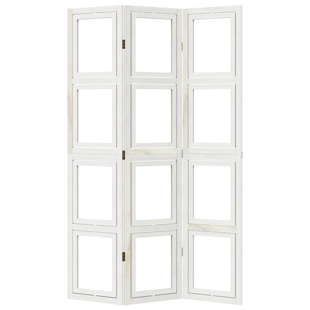 Elegant White Solid Wood Paulownia 3-Panel Room Divider