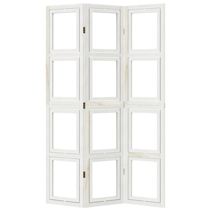 Elegant White Solid Wood Paulownia 3-Panel Room Divider