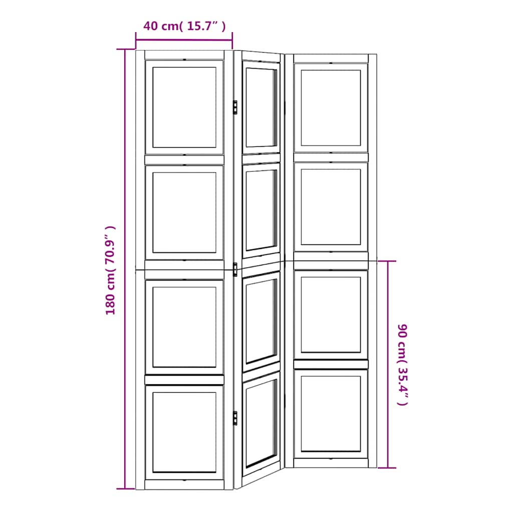 Elegant White Solid Wood Paulownia 3-Panel Room Divider