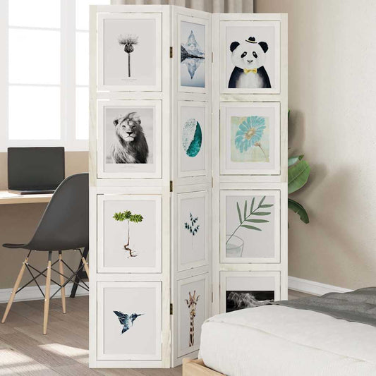 Elegant White Solid Wood Paulownia 3-Panel Room Divider