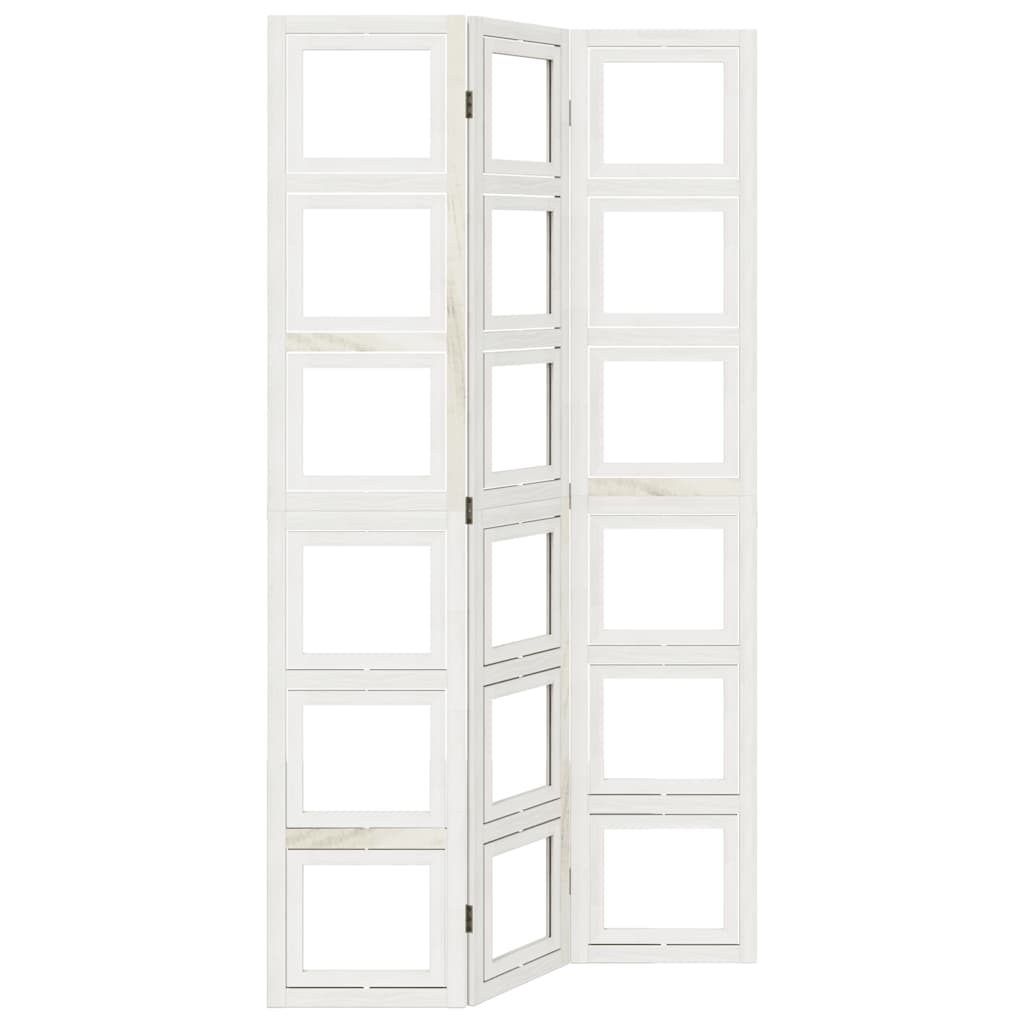 Elegant White Solid Wood 3-Panel Room Divider - Paulownia Wood