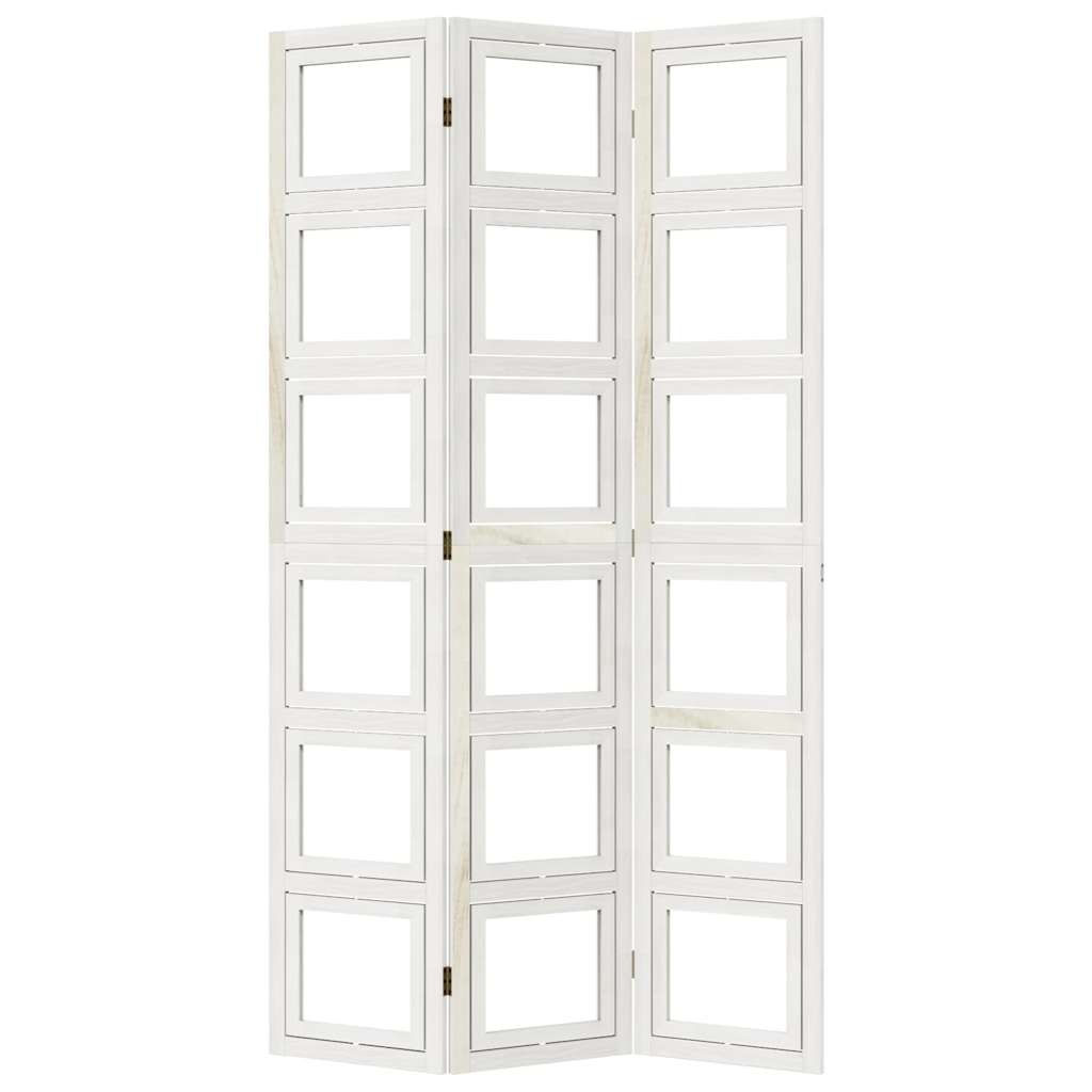 Elegant White Solid Wood 3-Panel Room Divider - Paulownia Wood