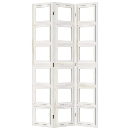 Elegant White Solid Wood 3-Panel Room Divider - Paulownia Wood